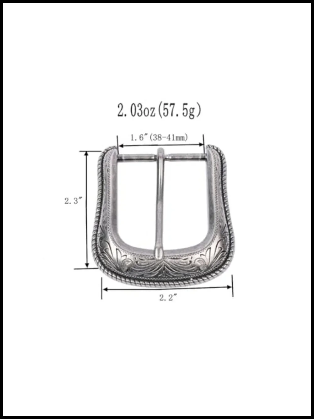 Western Single Pin Belt Buckle Antique Silver Zinc